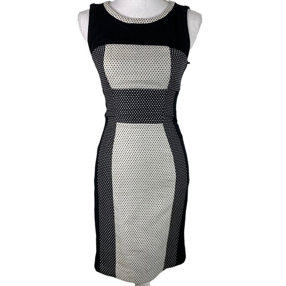 Yoana Baraschi Size 0 Dress Black White Polka Dot Sleeveless Pencil Dress Fitted